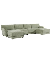 Streamdale Furniture 142" Modular U-Shape Sofa with Usb Charger & Ottoman