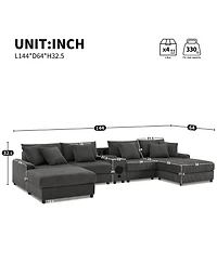 Streamdale Furniture Sectional Sofa with Bluetooth Usb Storage & Ottoman