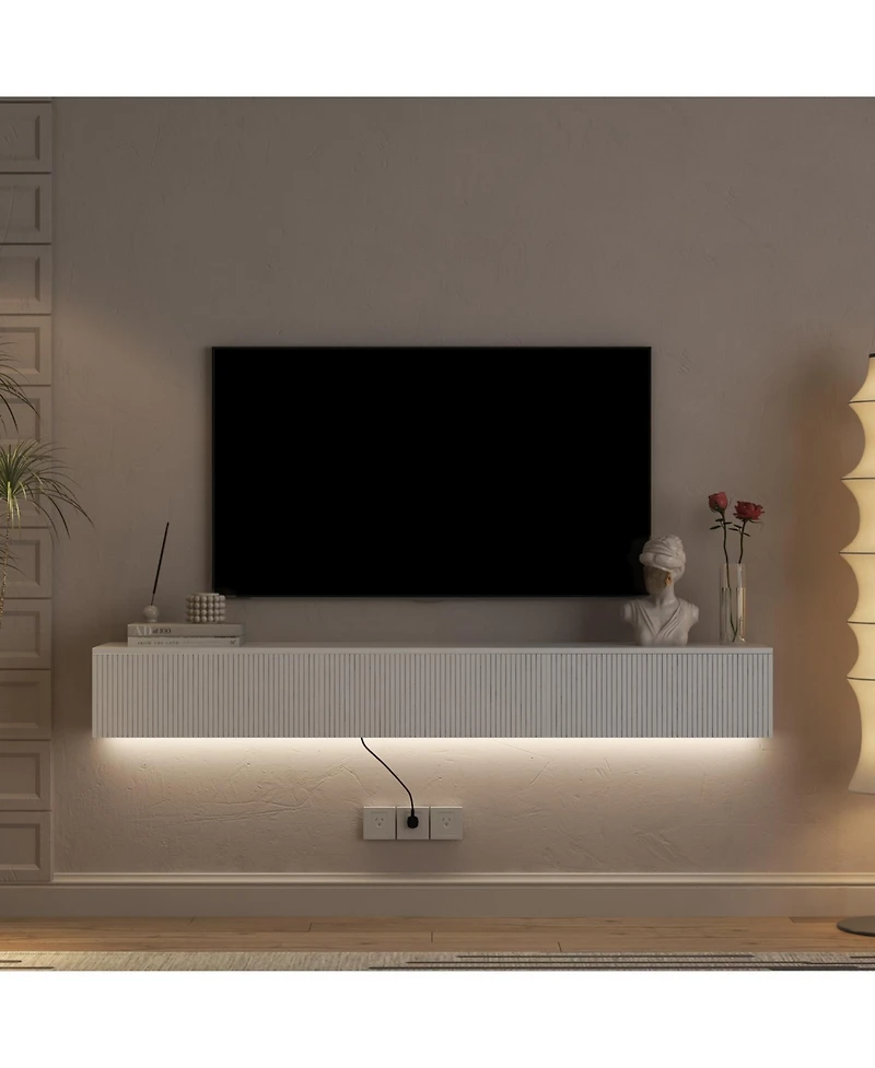 Streamdale Furniture Floating Tv Stand Wall Mounted Led 69" Modern Entertainment Center
