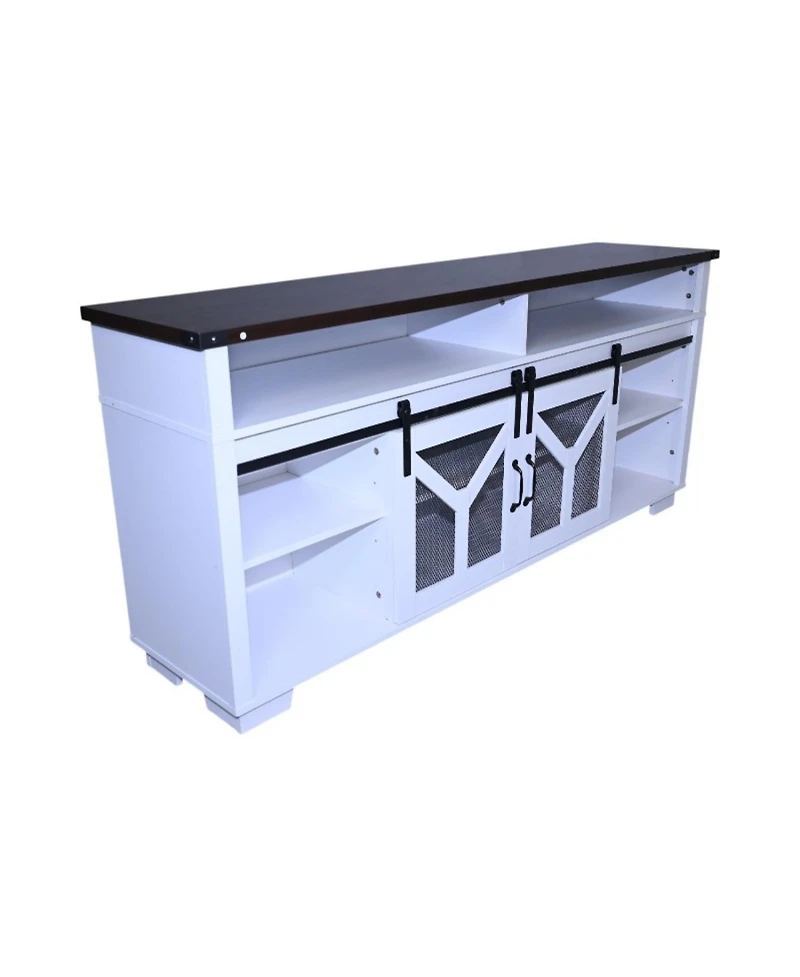 Streamdale Furniture 65" Led Tv Stand - Barn Door Farmhouse