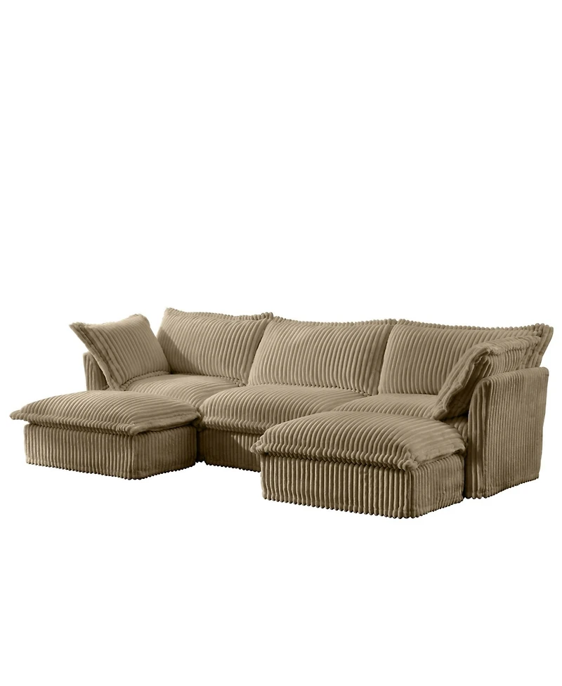 Streamdale Furniture Slipcovered U Shape Sectional Sofa Deep Seat Camel