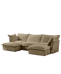 Streamdale Furniture Slipcovered U Shape Sectional Sofa Deep Seat Camel