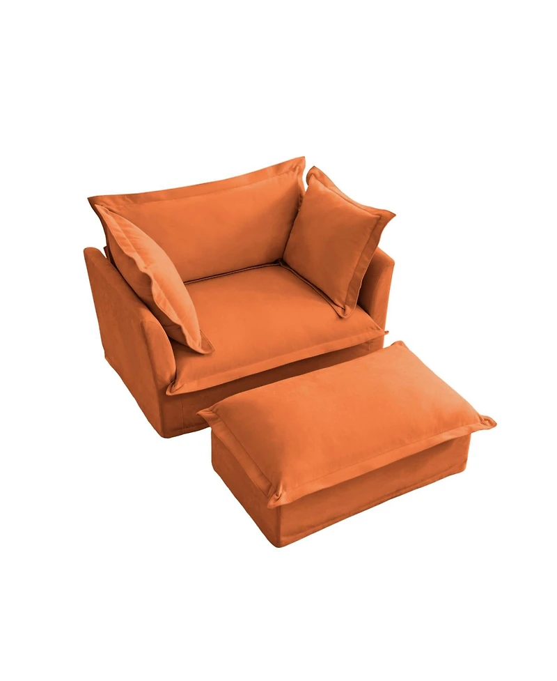 Streamdale Furniture Upholstered Armchair & Ottoman Set (Orange)