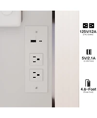 Streamdale Furniture 17" Led Vanity Table Set Touch 3 Colors Storage & Power