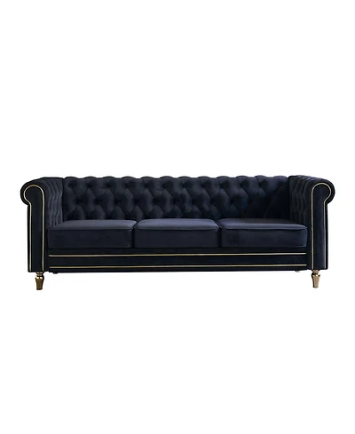 Streamdale Furniture Chesterfield Velvet Sofa 84.65 inch for Living Room