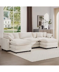 Streamdale Furniture Corduroy Modular Sectional Sofa with Ottomans