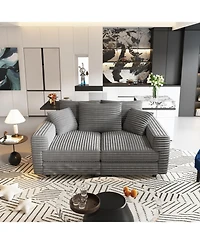 Streamdale Furniture Plush Corduroy 3-Seat Sofa with Soft Pillows