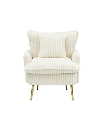 Streamdale Furniture Beige Corduroy Accent Chair - Apartment/Office/Living Room