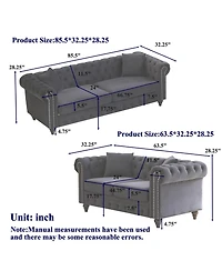 Streamdale Furniture Modern 5-Seat Sofa Set, Wood Frame & Feet, 4 Cushions