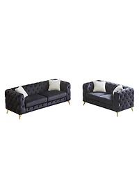 Streamdale Furniture Velvet Sofa Set- 3+2 Seater, Wood Frame, Metal Legs, Cushions