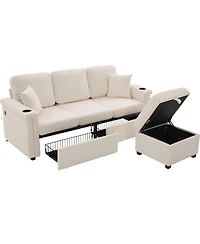 Streamdale L-Shaped Sectional Sofa w/ Storage Ottoman, Usb, Cup Holder