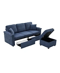 Streamdale Furniture L-Shaped Sectional Sofa w/ Storage Ottoman, Usb, Cup Holder