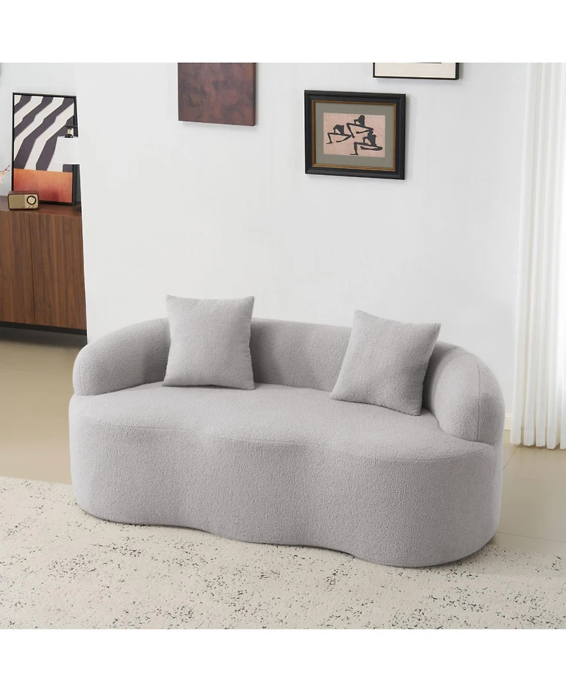 Streamdale Furniture Curved Loveseat Sofa, Small Space Couch with 2 Pillows