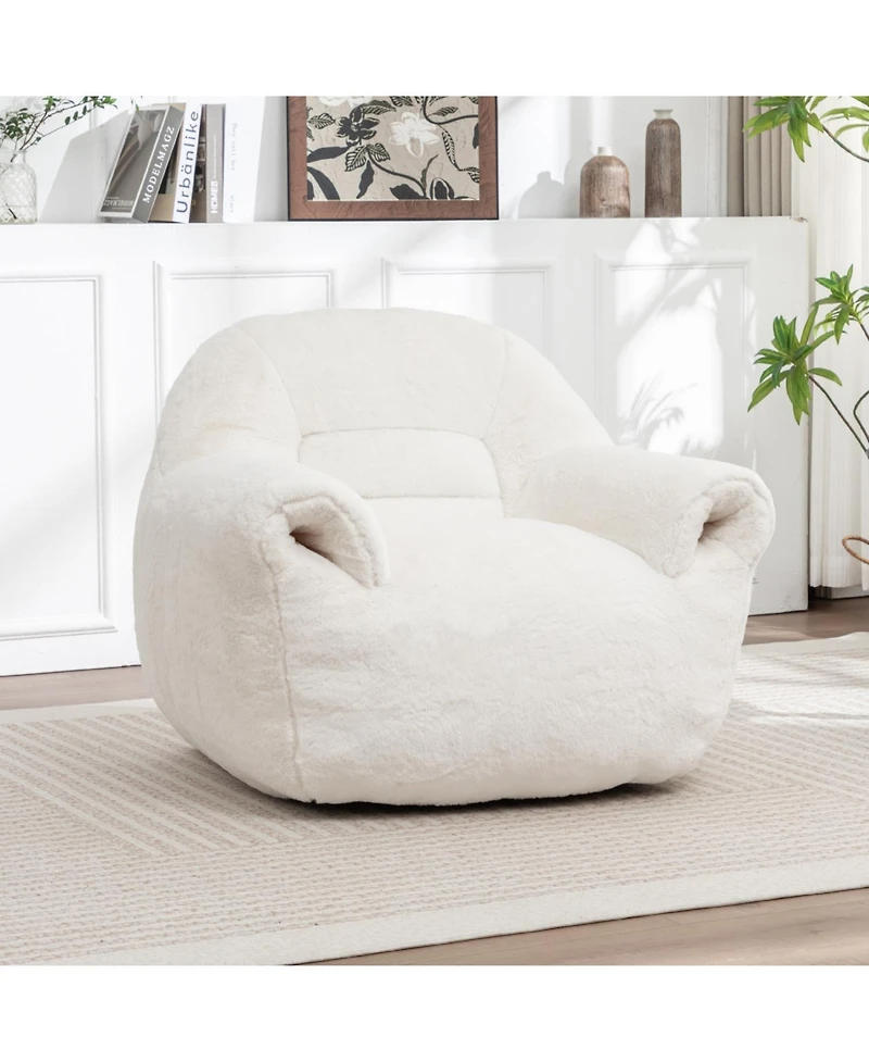 Streamdale Furniture Comfy White Faux Fur Bean Bag Chair Sofa for Adults & Kids