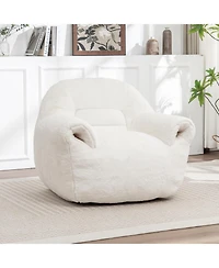 Streamdale Furniture Comfy White Faux Fur Bean Bag Chair Sofa for Adults & Kids