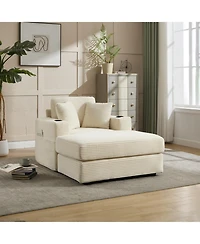 Streamdale Corduroy Chaise Lounge Sofa, Detachable Cushions, 3 Colours