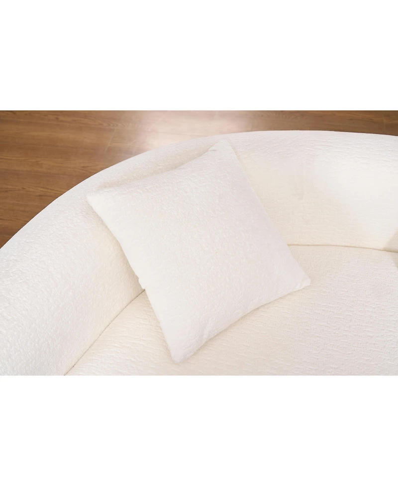 Streamdale Furniture Chenille S-Curve Sectional Sofa- Dual-Depth, White, No Assembly, Compact, 66.9"L