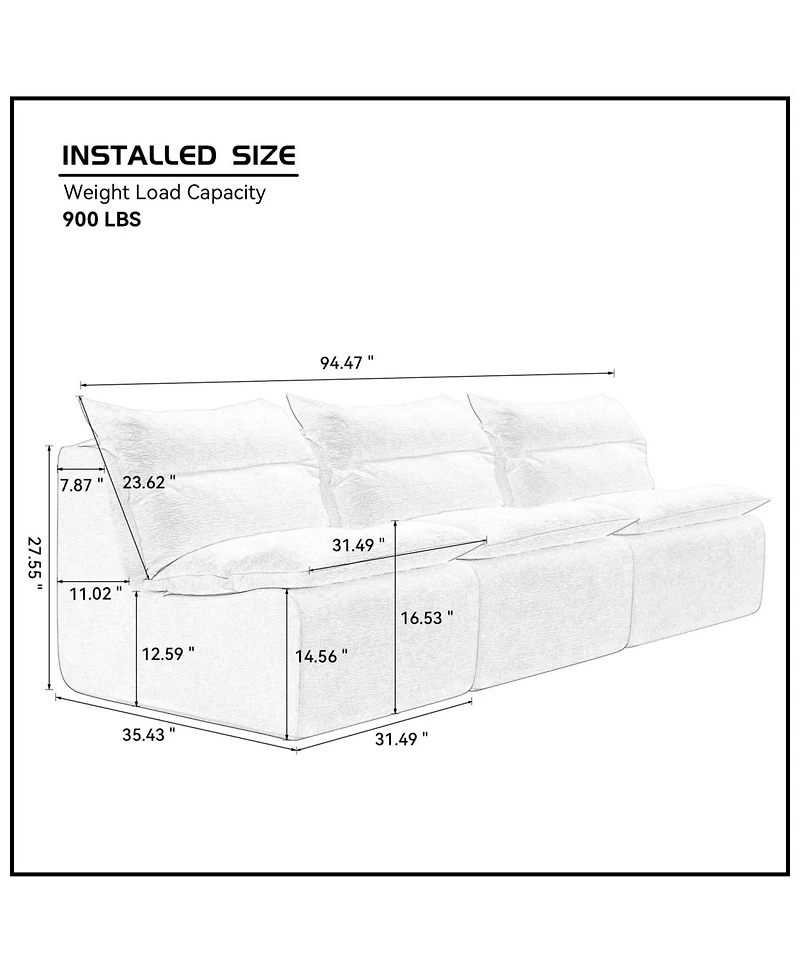 Streamdale Furniture 3-Seat Sofa Lounge Chair - White Polyester