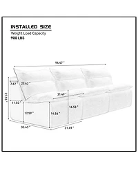 Streamdale Furniture 3-Seat Sofa Lounge Chair - White Polyester