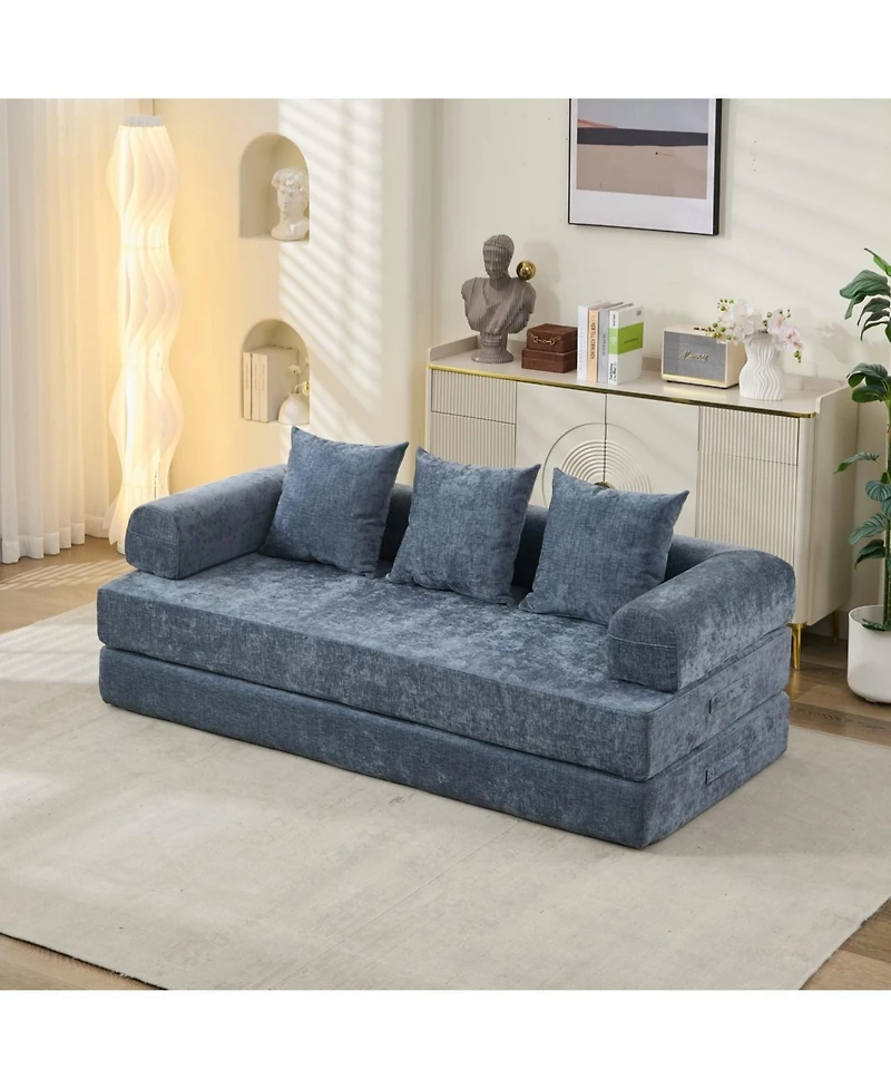 Streamdale Furniture Comfy Convertible Folding Mattress Couch - Blue