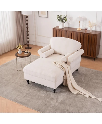 Streamdale Furniture Oversized Chenille Chaise Lounge Sofa Bed