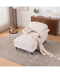 Streamdale Furniture Oversized Chenille Chaise Lounge Sofa Bed