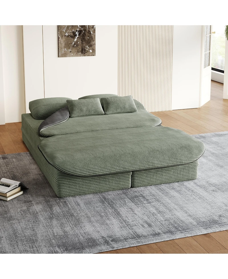 Streamdale Furniture 75" Foldable Sofa Bed with Blanket