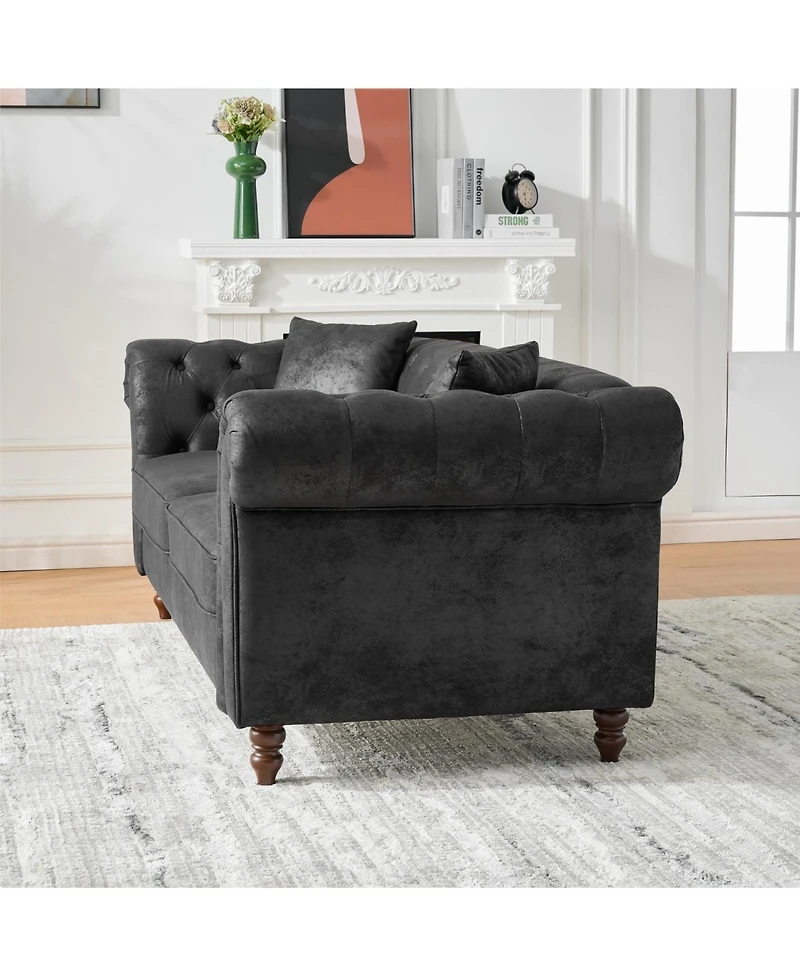 Streamdale Furniture 83" Chesterfield Tech Fabric Sofa