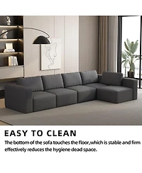 Streamdale Furniture Modular Sectional Sofa Sleeper Couch w/ Chaise & Ottoman,(Combo 3A+2B)