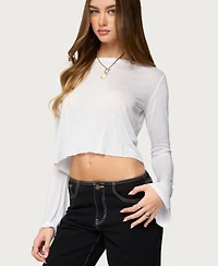 Edikted Womens Catalena Long Sleeve Sheer Top