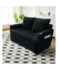 Streamdale Sleeper Sofa Couch Pull Out Bed Corduroy Love seat Black