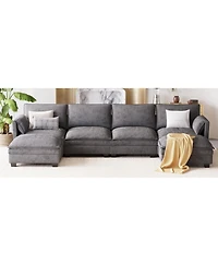 Streamdale Furniture 141.5" U-Shaped Sofa Couch with Ottoman & Pockets