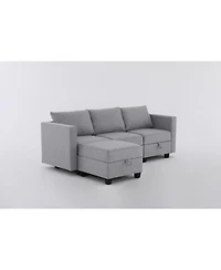 Streamdale Furniture Small Sectional Sofa Couch with Convertible Chaise Ottoman - Light Grey