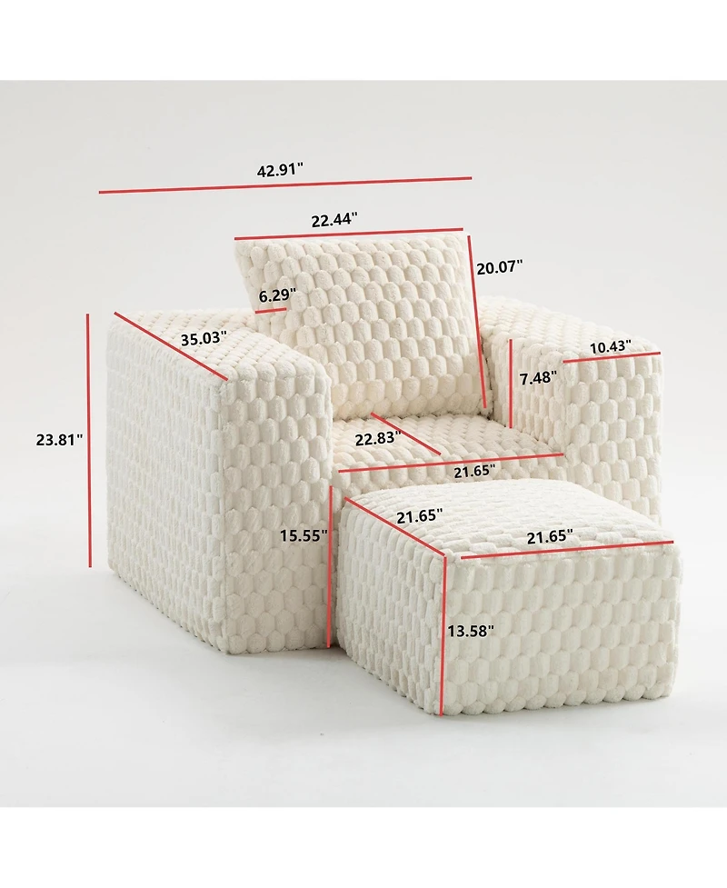 Streamdale Furniture Corduroy compression sofa with Ottoman