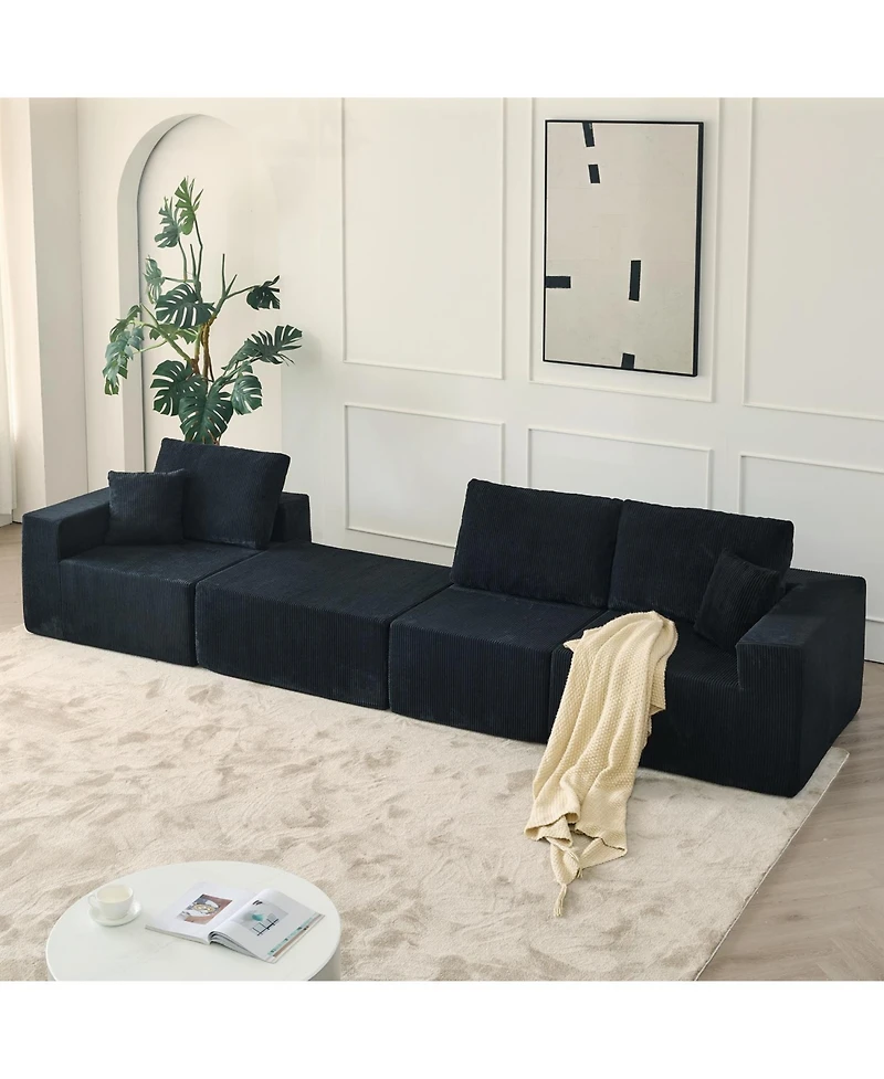 Streamdale Furniture 110" Cloud Modular Sectional Sofa w/ Ottoman & Pillows
