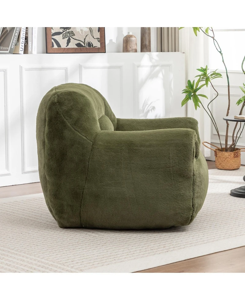 Streamdale Furniture Comfy Green Faux Fur Bean Bag Chair Sofa