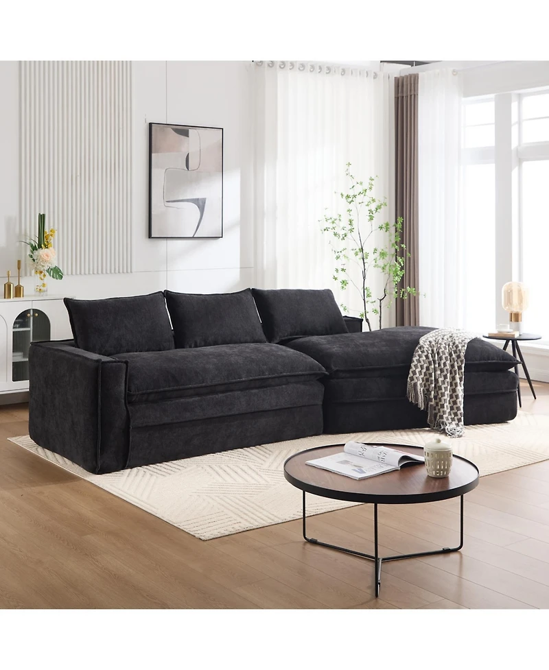 Streamdale Furniture Modern Minimalist Sectional Sofa with Chaise - Black
