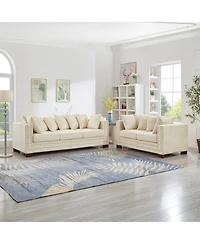 Streamdale Furniture Modern Velvet Sofa 2+3 Seater, Silver Nail Trim, Apricot