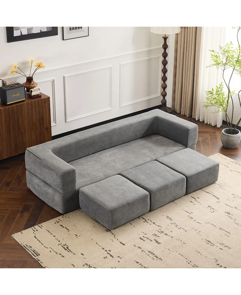 Streamdale Furniture Convertible Sectional Sofa with Footrests - Grey
