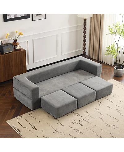Streamdale Furniture Convertible Sectional Sofa with Footrests - Grey