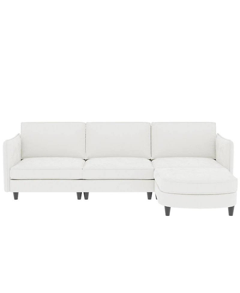 Streamdale Furniture Streamdale 107.8" 3 Seater L-Shaped Sofa Couch with Ottoman & Pockets