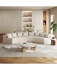 Streamdale Furniture Corduroy Curved Sectional Sofa with 8 Pillows (4 Modules