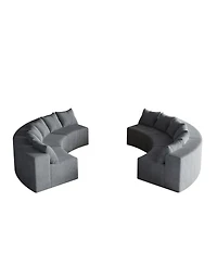 Streamdale Furniture Corduroy Curved Sectional Sofa with 12 Pillows (6 Modules