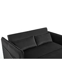 Streamdale Furniture 55" Velvet Futon Sofa Bed with Pillows & Side Pockets