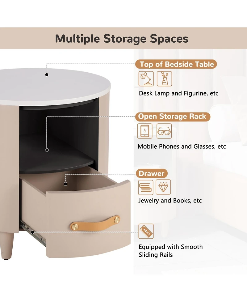 Streamdale Furniture + 1 Pc. + Wood + Drawer & Shelf + Nightstand/End Table