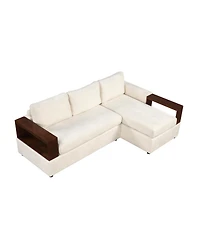 Streamdale Furniture 87.4" Sectional Sofa Couch with Reversible Armrests, Beige