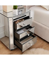 Streamdale Furniture 3-Drawer Mirrored Nightstand/Side Table - Modern Accent Furniture