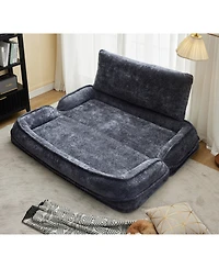 Streamdale Furniture Double Dog Bed Sofa Couch, Extra Large, Adjustable, Chenille, Dark Gray