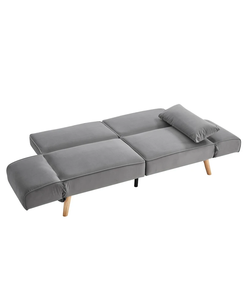 Streamdale Furniture 72.8" Futon Sofa Bed Sleeper Couch Adjustable Armrests Gray
