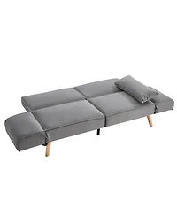 Streamdale Furniture 72.8" Futon Sofa Bed Sleeper Couch Adjustable Armrests Gray